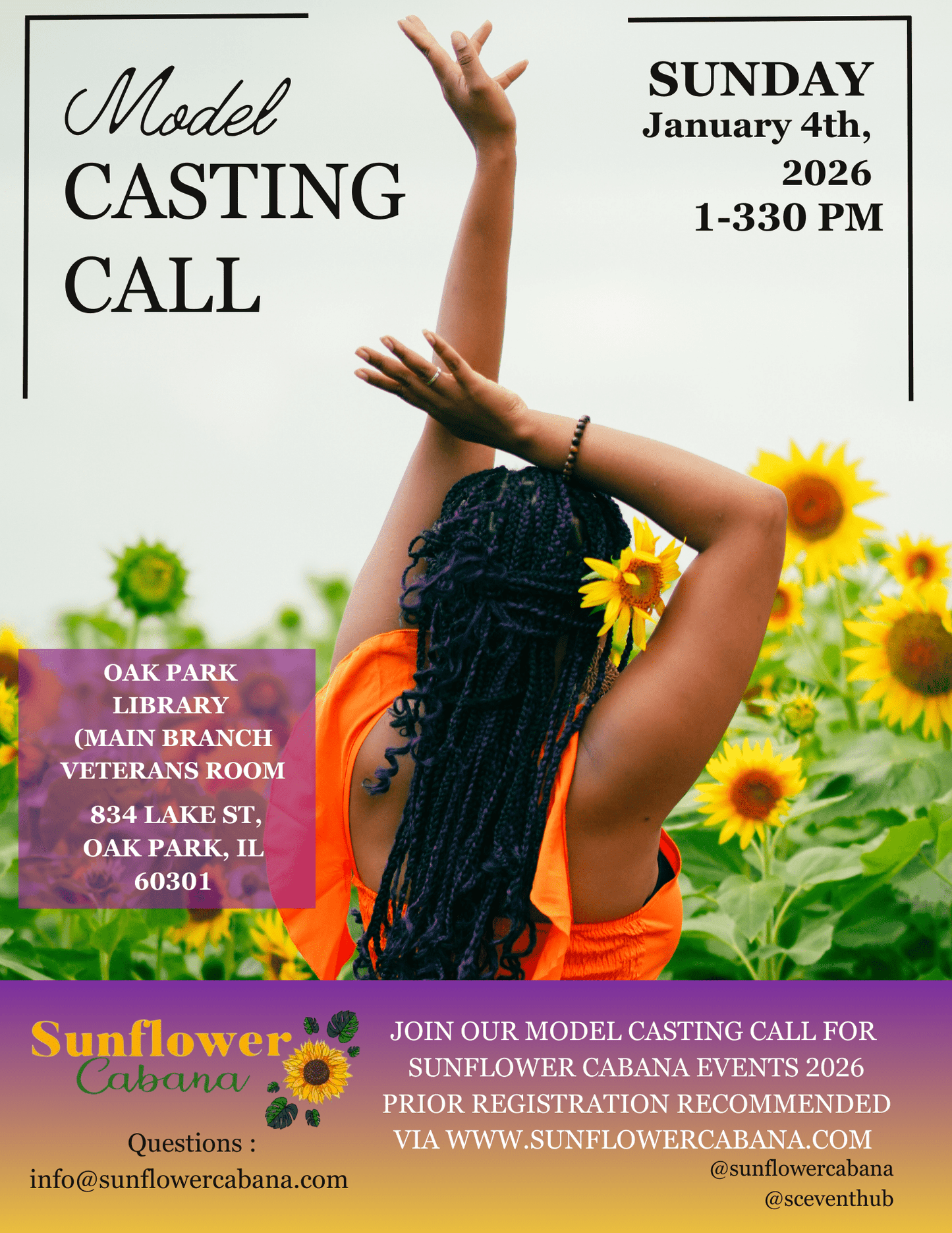 Sunflower Cabana Model Call - Sunflower Cabana
