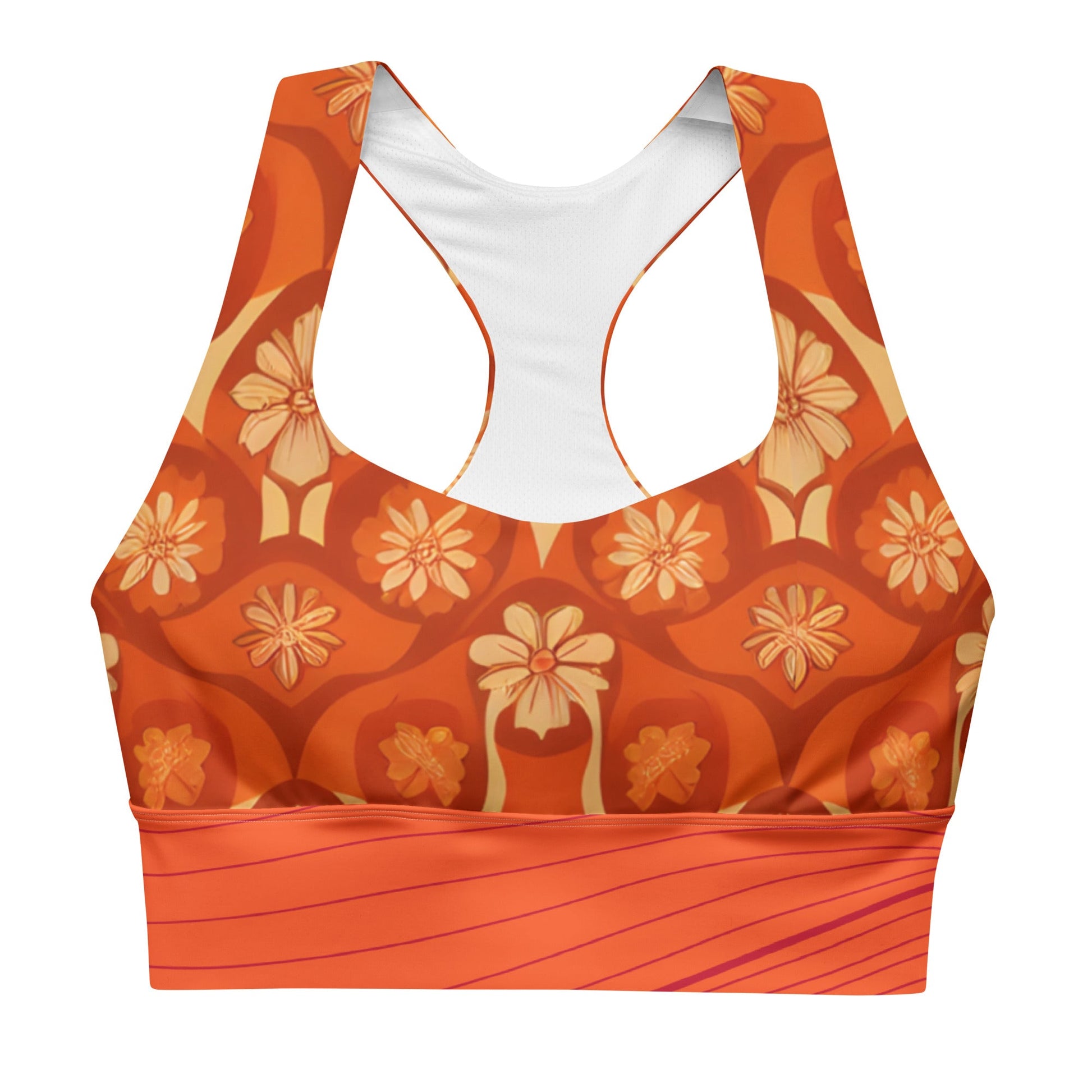 Wildfire Spirit Recycled Longline Sports Bra - Sunflower Cabana