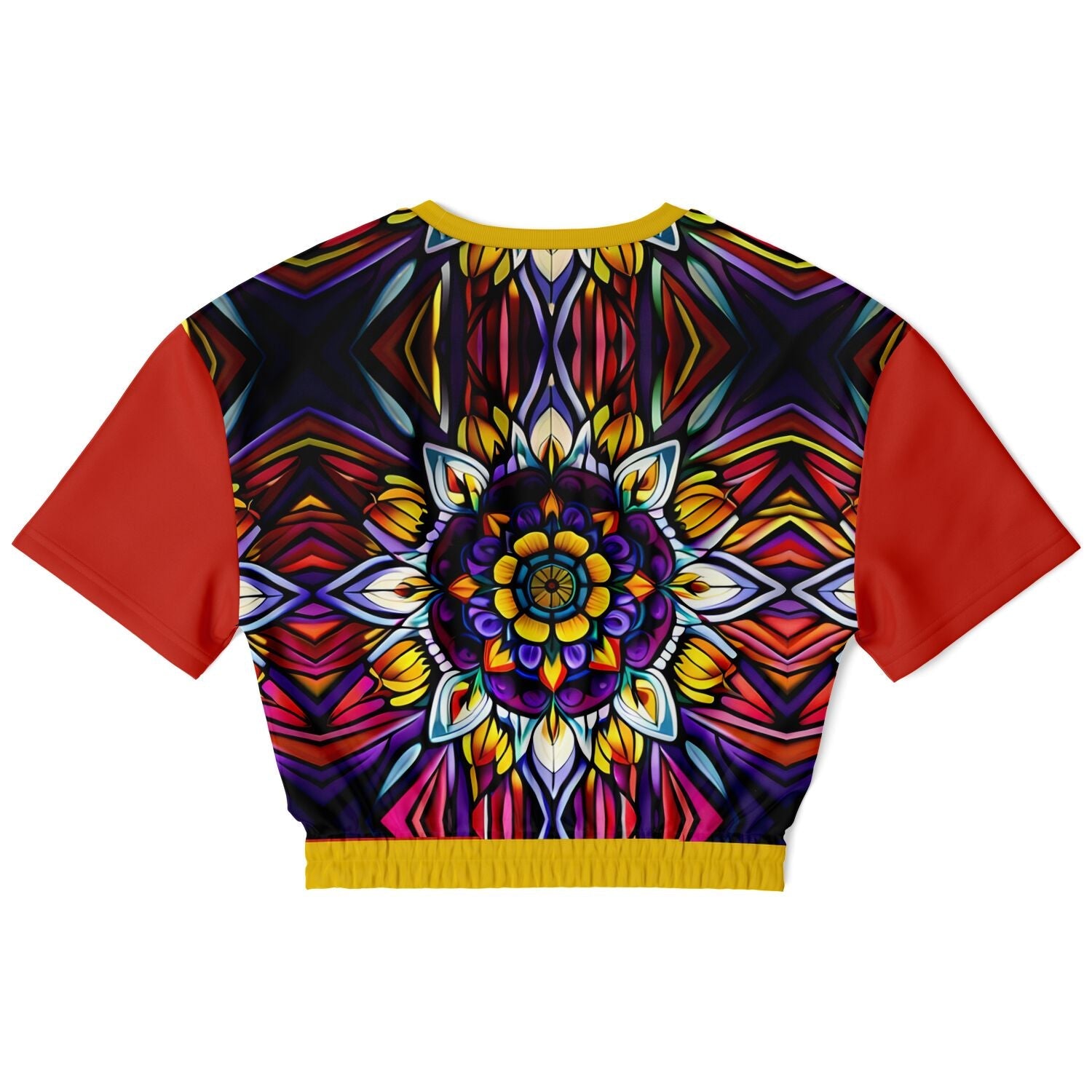 Kaleidoscope Athletic Cropped Short Sleeve Sweatshirt - AOP - Sunflower Cabana