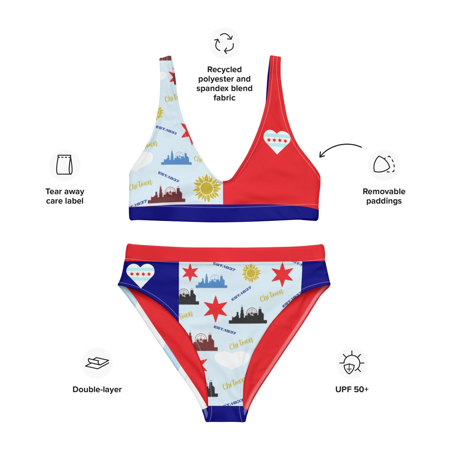 Recycled high-waisted bikini - Sunflower Cabana