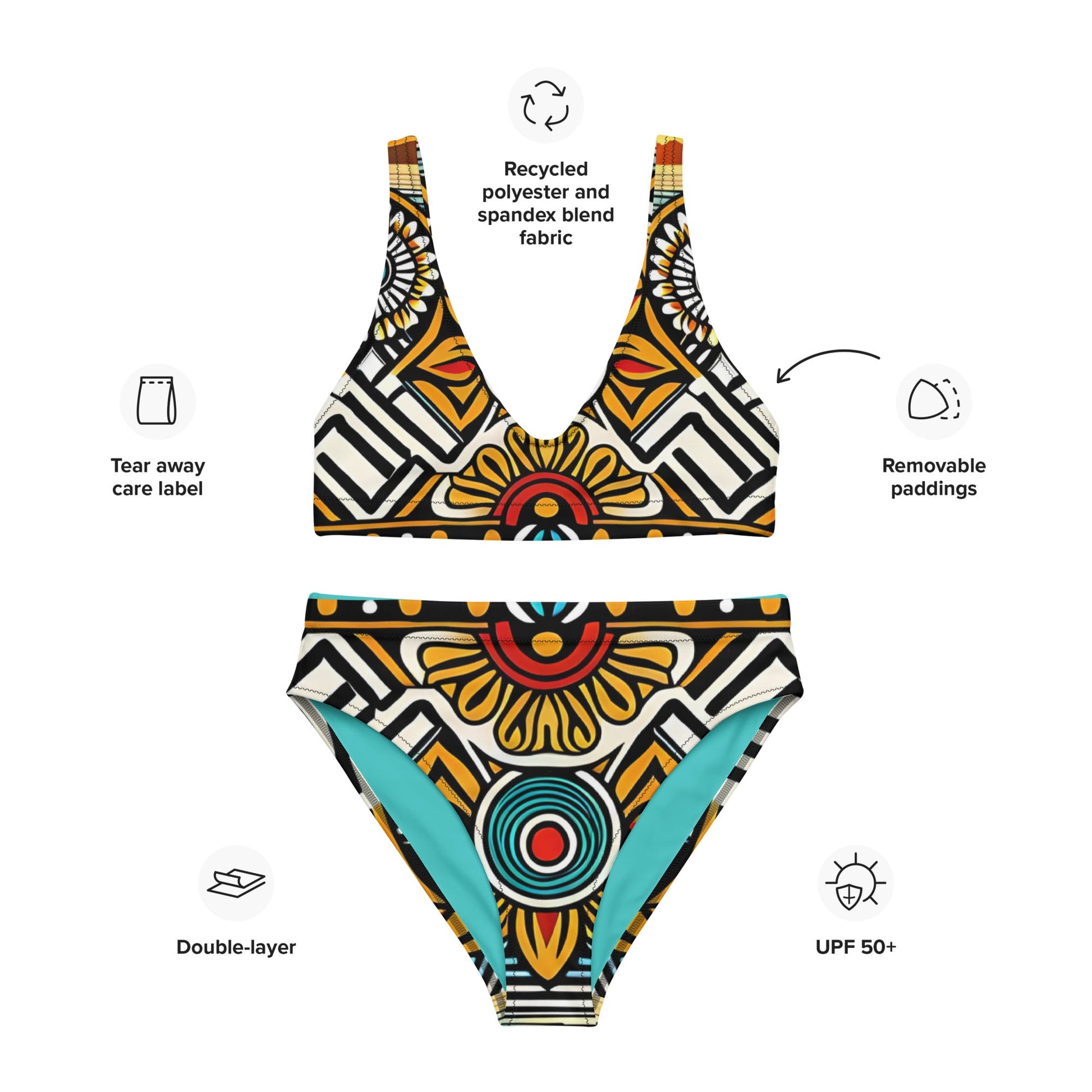 Trippie Hippie Recycled high-waisted bikini - Sunflower Cabana