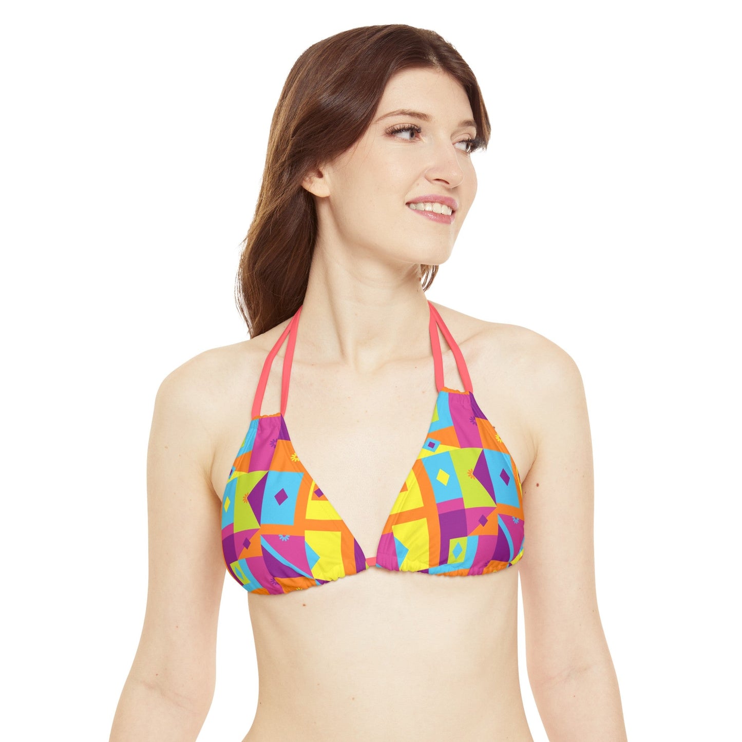 Neon Nights Strappy Triangle Bikini Top - Sunflower Cabana