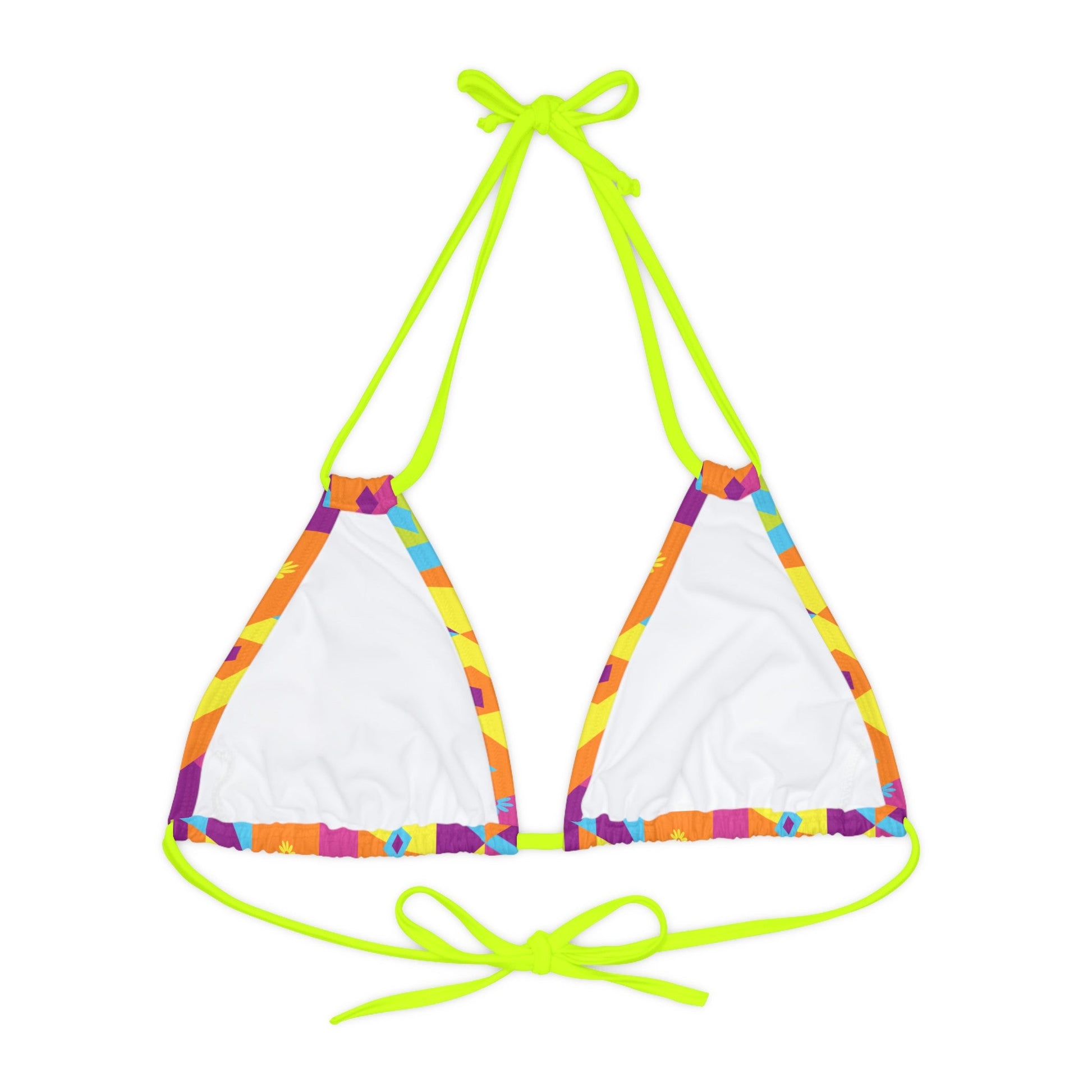 Neon Nights Strappy Triangle Bikini Top - Sunflower Cabana