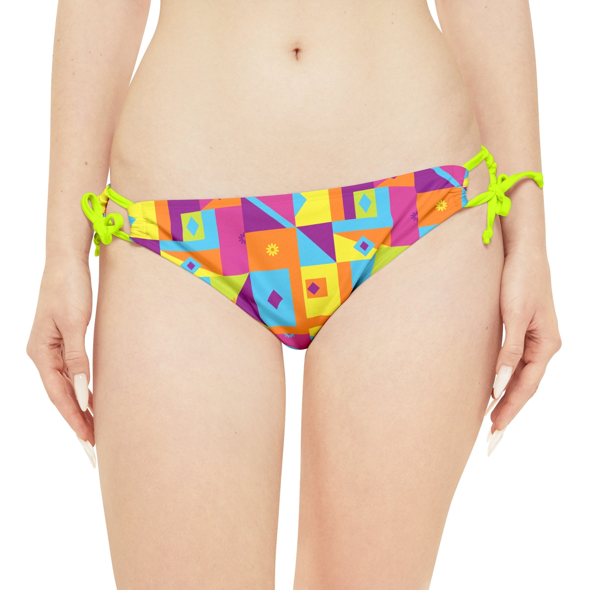 Neon Nights Tie Side Bikini Bottom - Sunflower Cabana