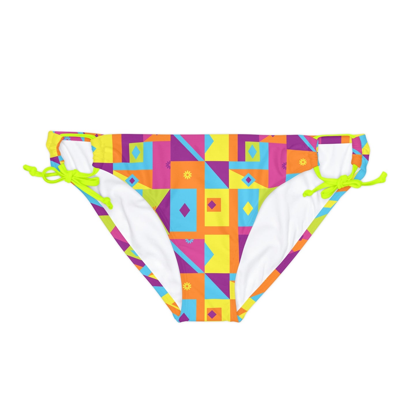 Neon Nights Tie Side Bikini Bottom - Sunflower Cabana