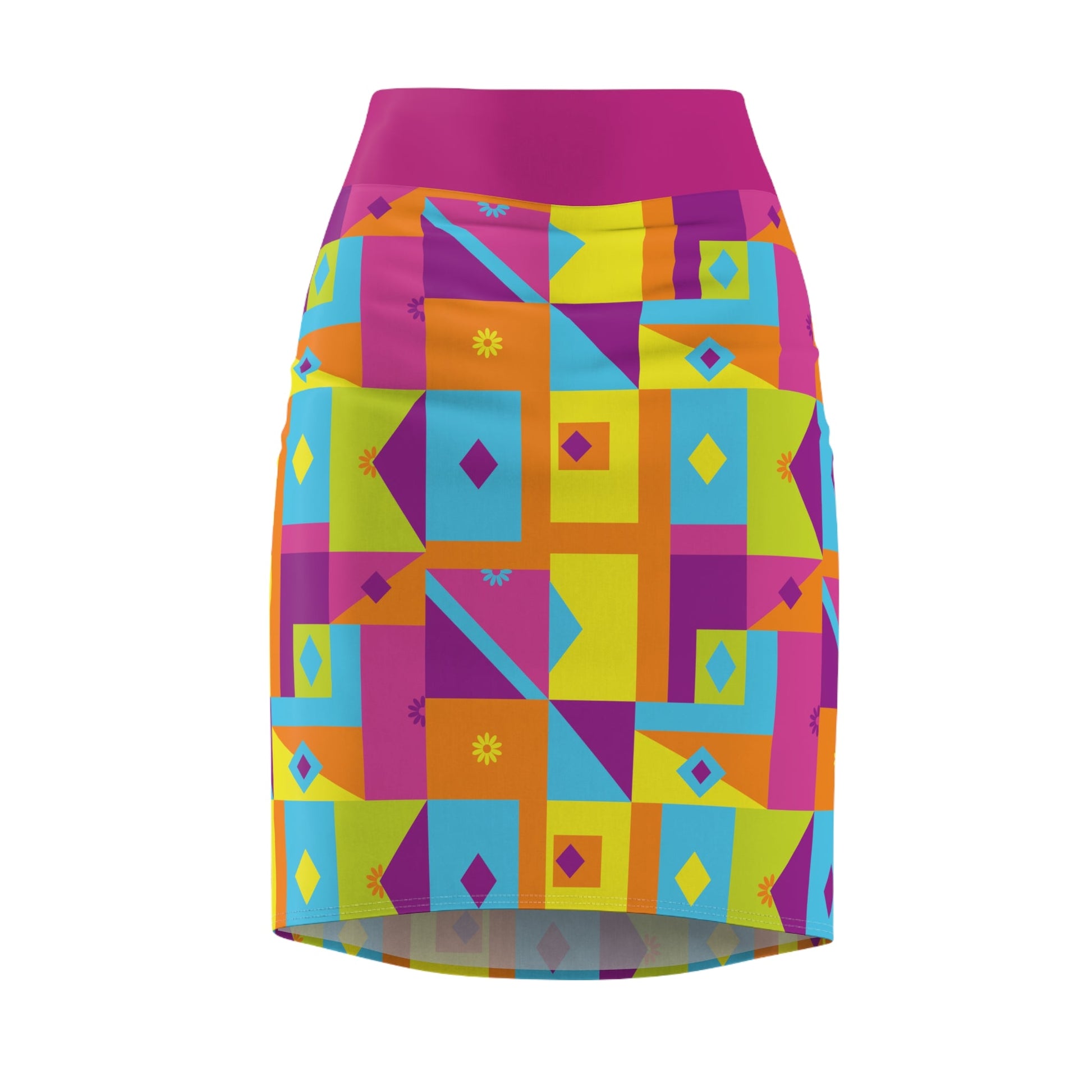 Neon Nights Women's Pencil Skirt (AOP) - Sunflower Cabana