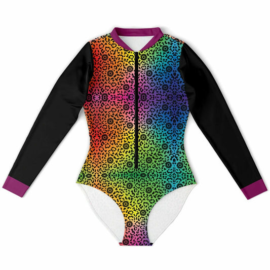 Wildchild Leopard Print Bodysuit Long Sleeve - AOP - Sunflower Cabana