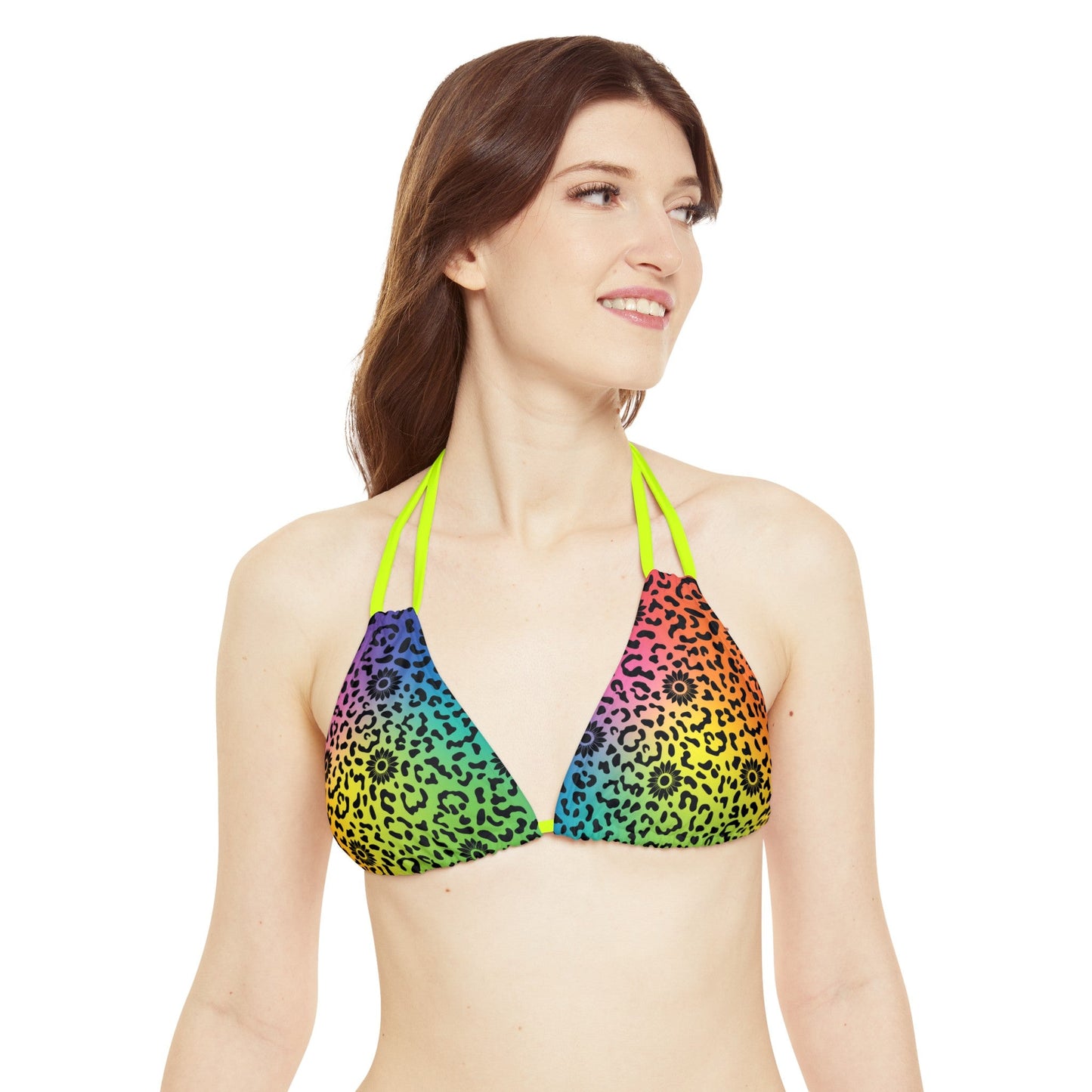 Wildflower 2 Strappy Triangle Bikini Top (AOP) - Sunflower Cabana