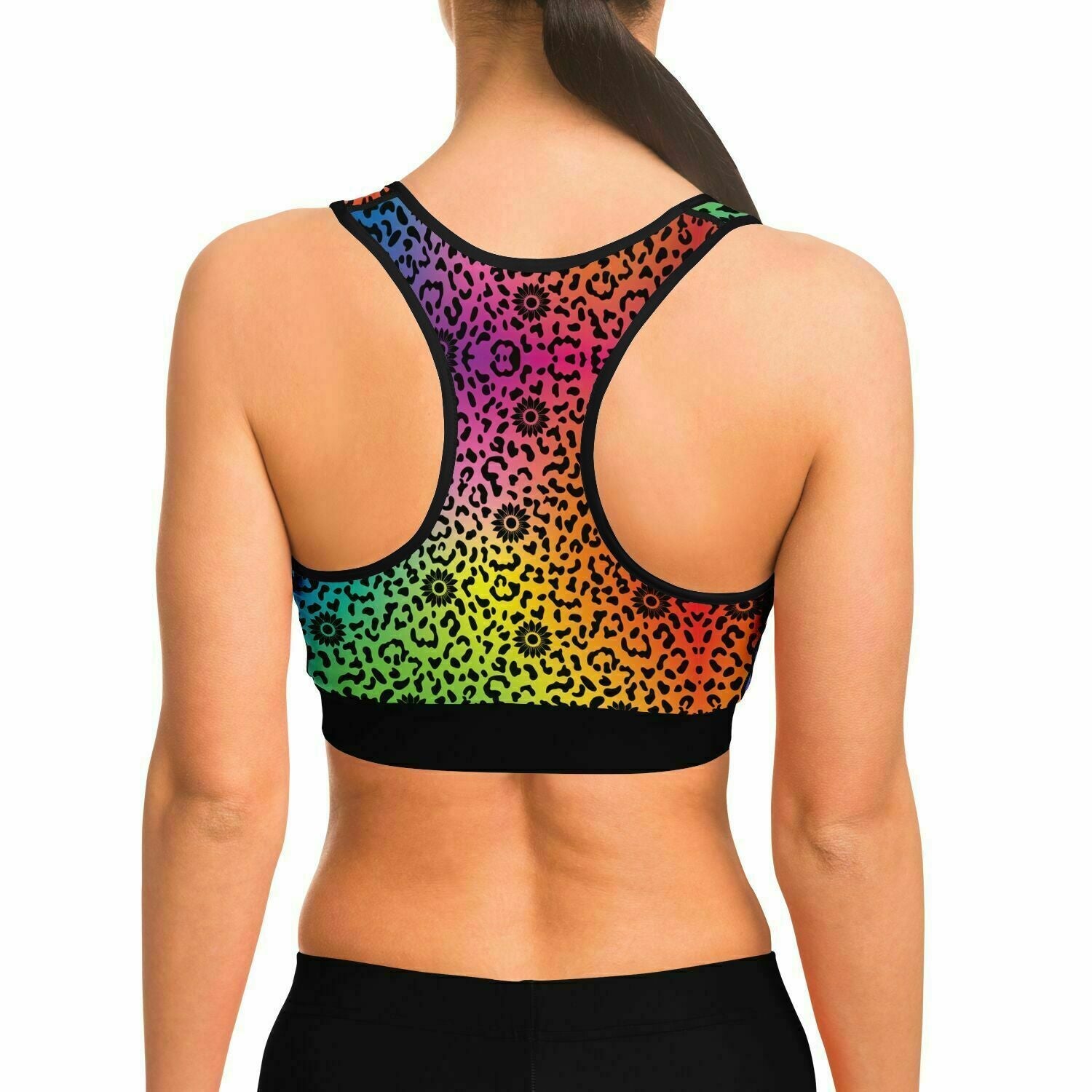 Wildflower Leopard Print Groove Sports Bra - Sunflower Cabana