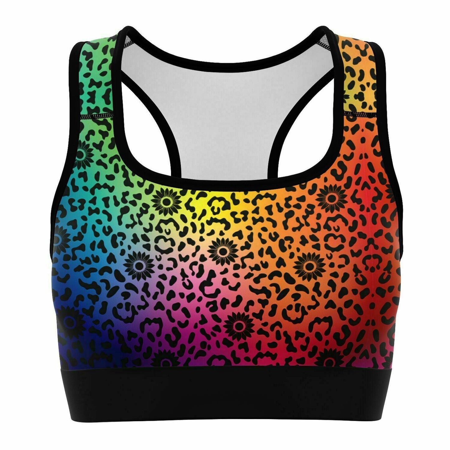 Wildflower Leopard Print Groove Sports Bra - Sunflower Cabana