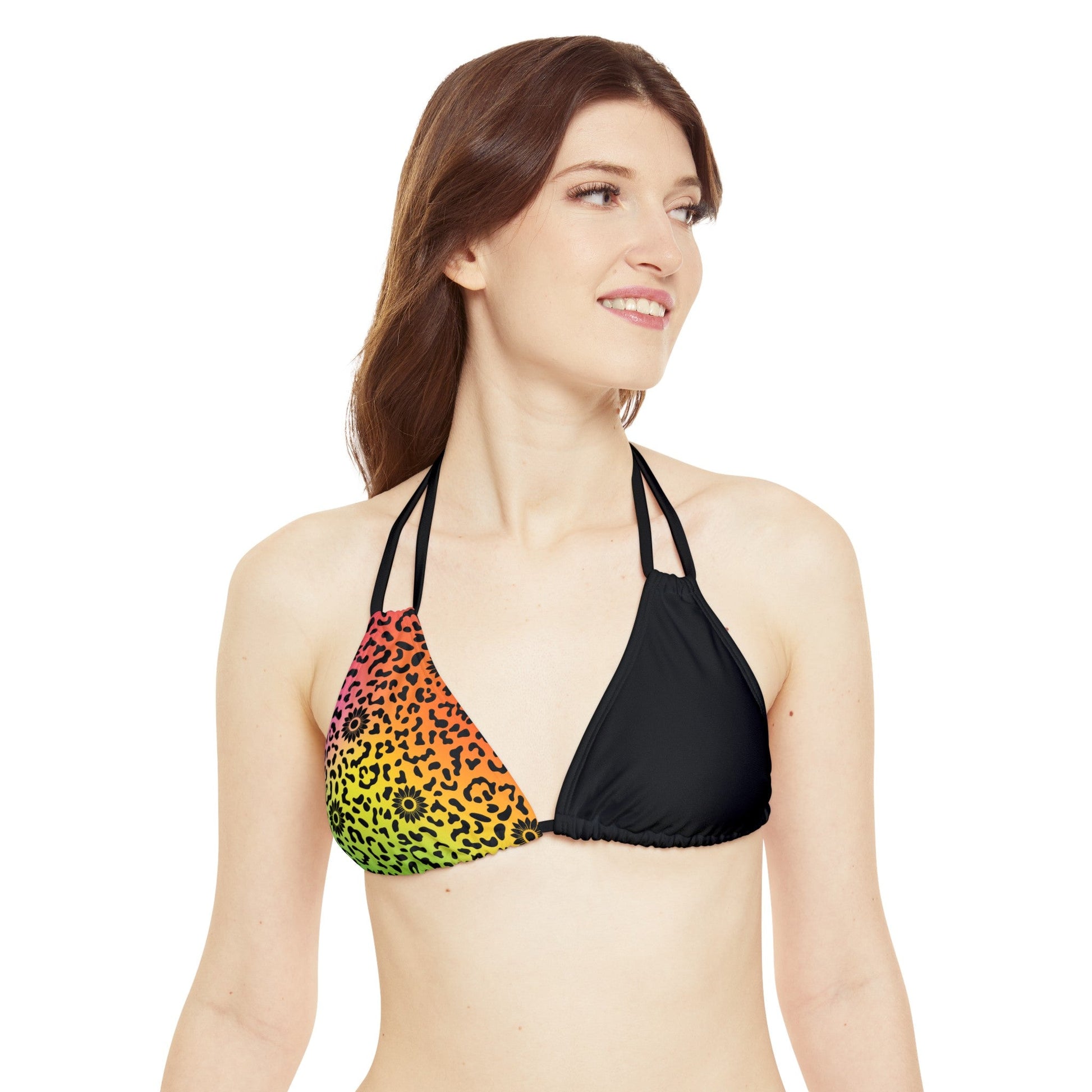 Wildflower Strappy Triangle Bikini Top (AOP) - Sunflower Cabana