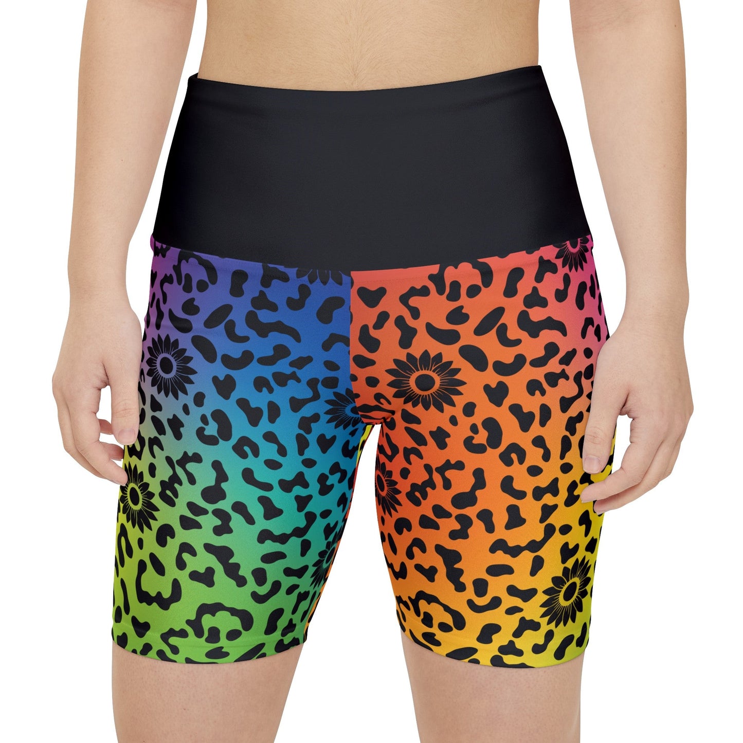 Wildflower Women's Workout Shorts (AOP) - Sunflower Cabana