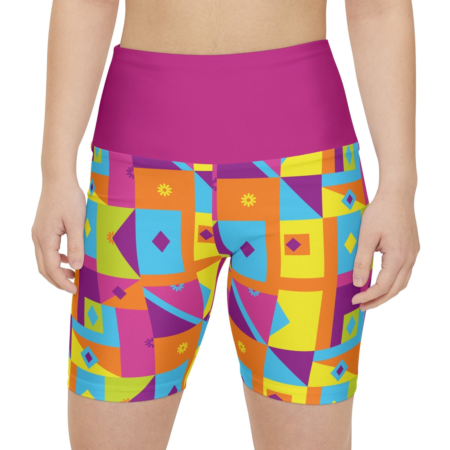 Women's Workout Shorts (AOP) - Sunflower Cabana