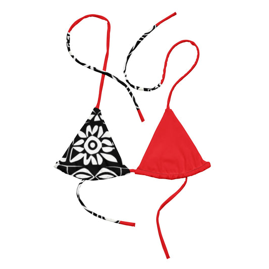 Big Red All-over print recycled string bikini top - Sunflower Cabana