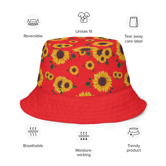 Big Red Tribal Reversible bucket hat - Sunflower Cabana