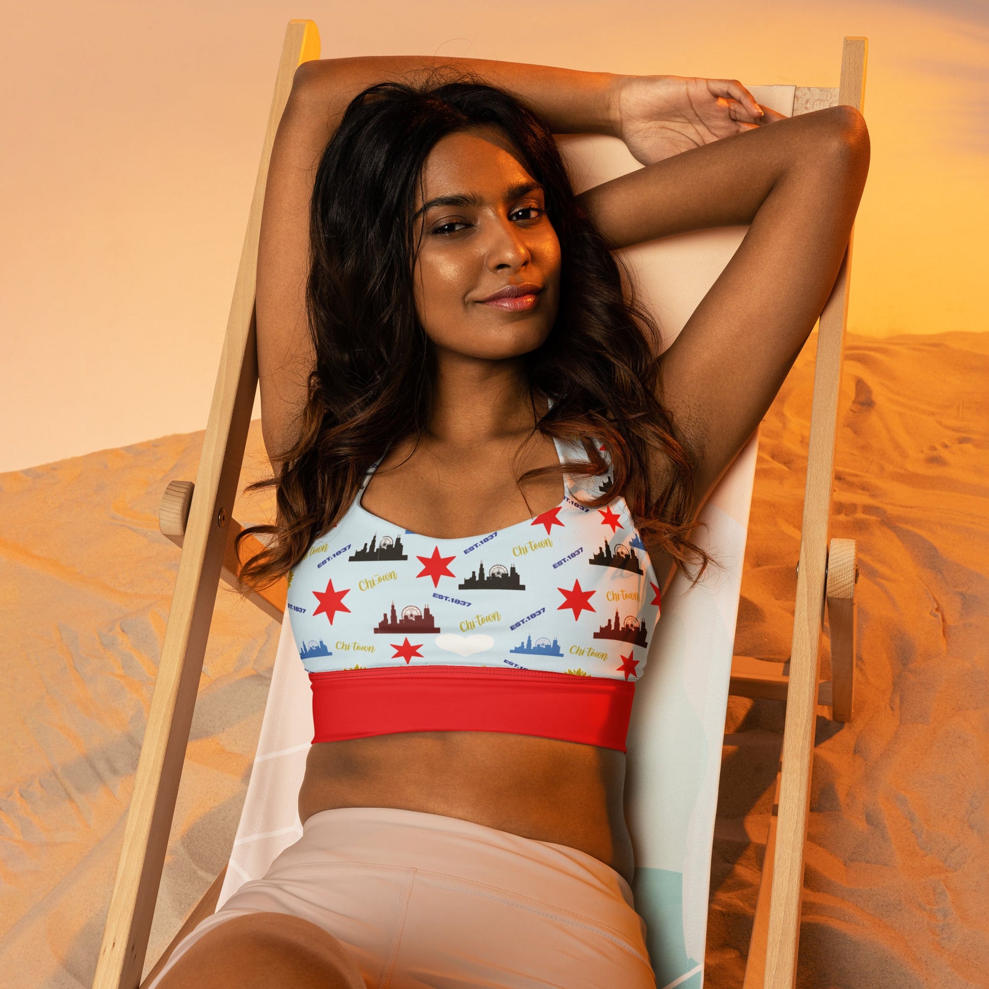 Chicago Love Longline sports bra - Sunflower Cabana