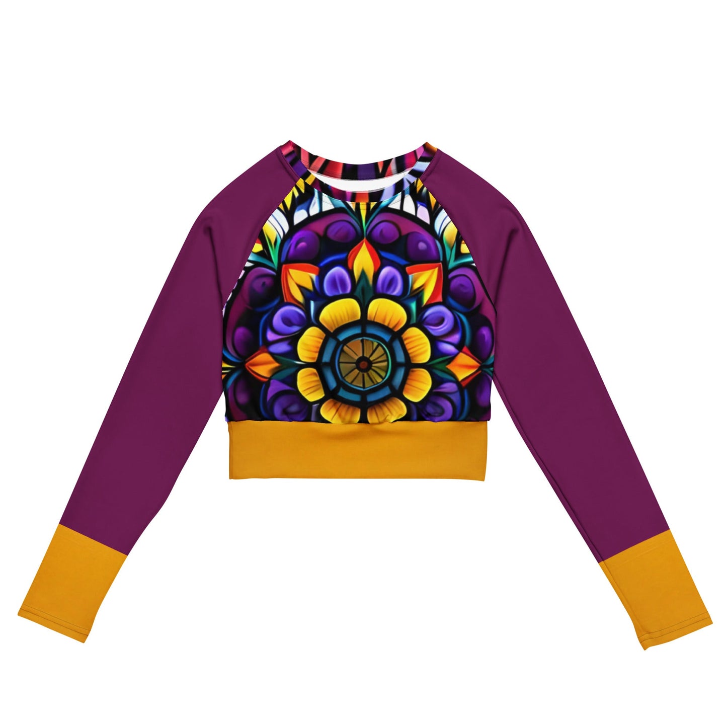 Kaleidoscope Recycled long-sleeve crop top - Sunflower Cabana