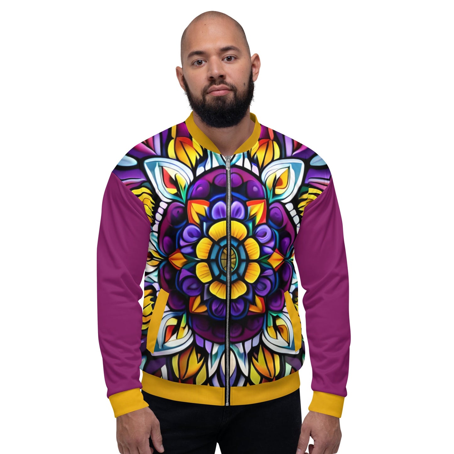 Kaleidoscope Unisex Bomber Jacket - Sunflower Cabana