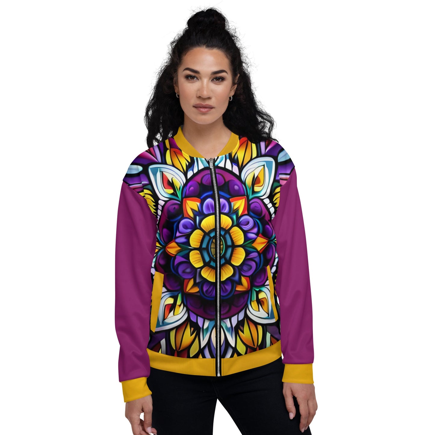 Kaleidoscope Unisex Bomber Jacket - Sunflower Cabana