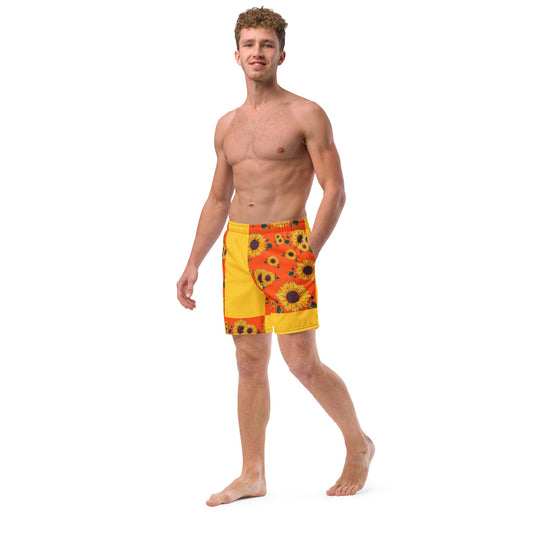 Orange-sicle Men's swim trunks - Sunflower Cabana