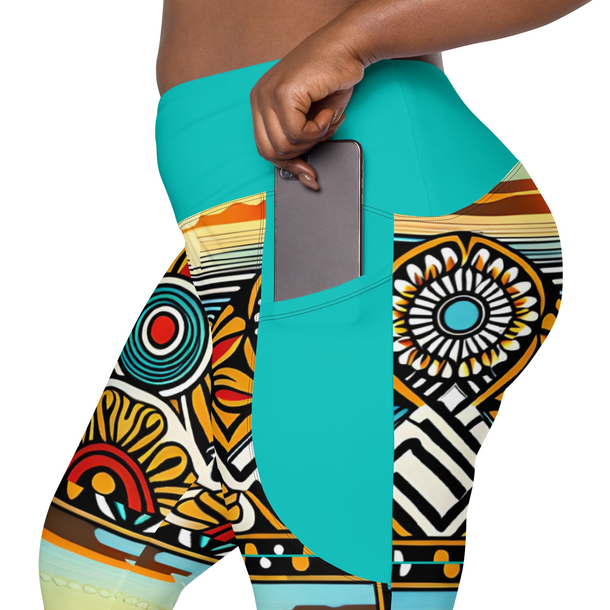 Trippie Hippie Crossover leggings with pockets - Sunflower Cabana