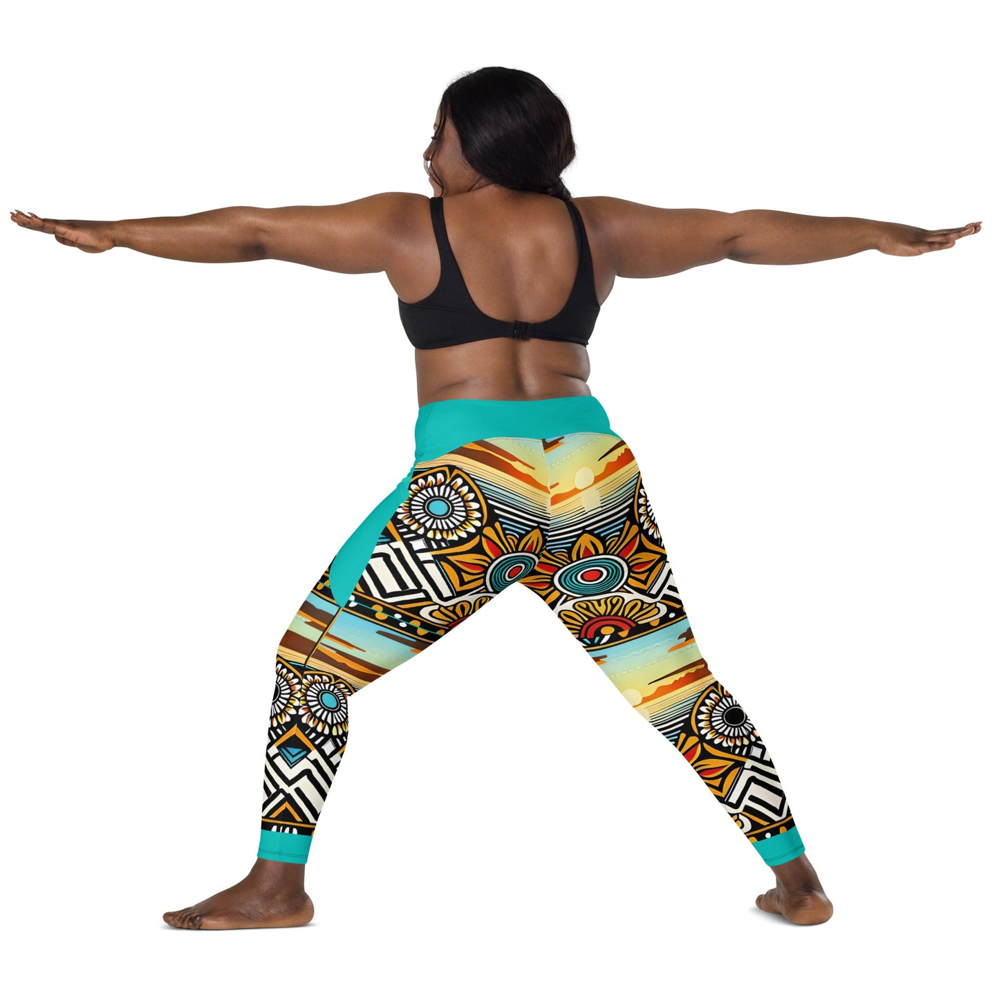 Trippie Hippie Crossover leggings with pockets - Sunflower Cabana