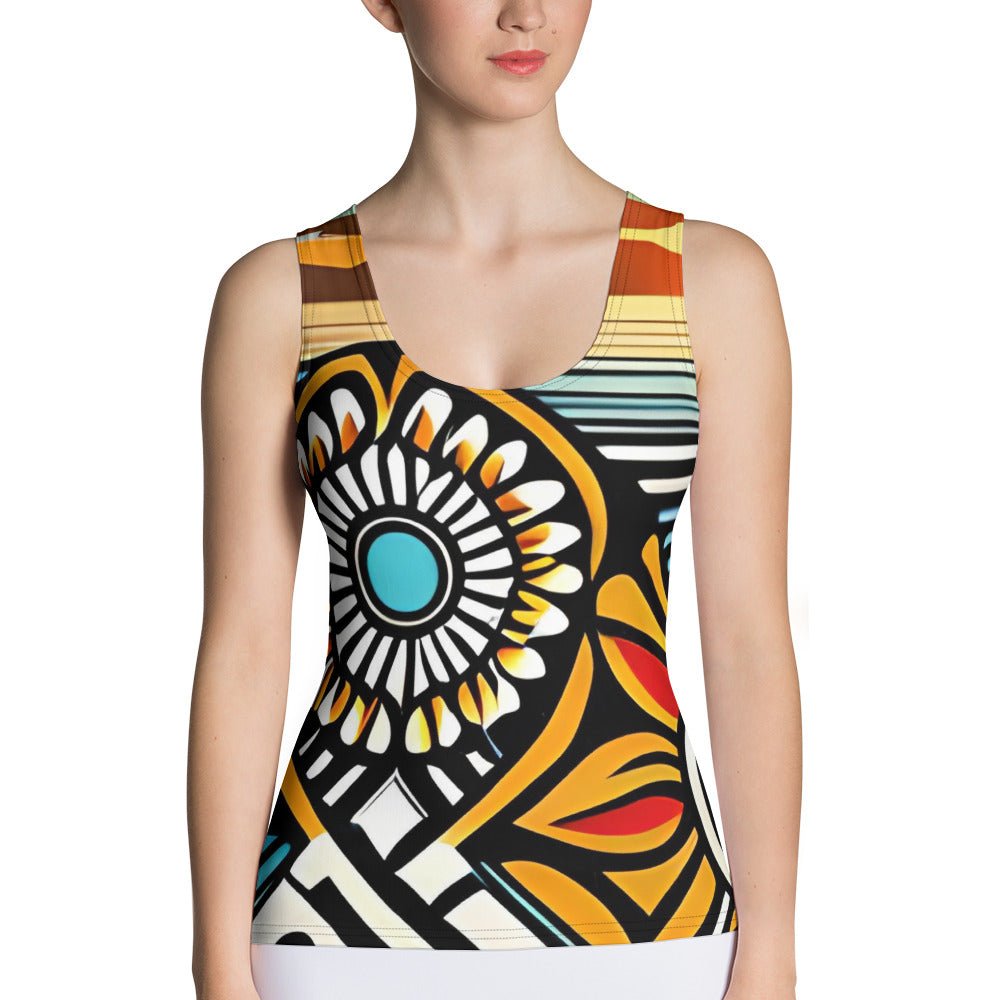 Trippie Hippie Sublimation Cut & Sew Tank Top - Sunflower Cabana