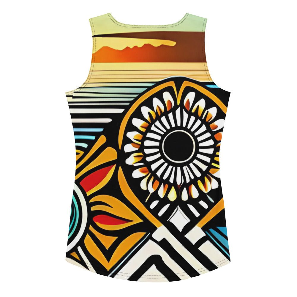 Trippie Hippie Sublimation Cut & Sew Tank Top - Sunflower Cabana