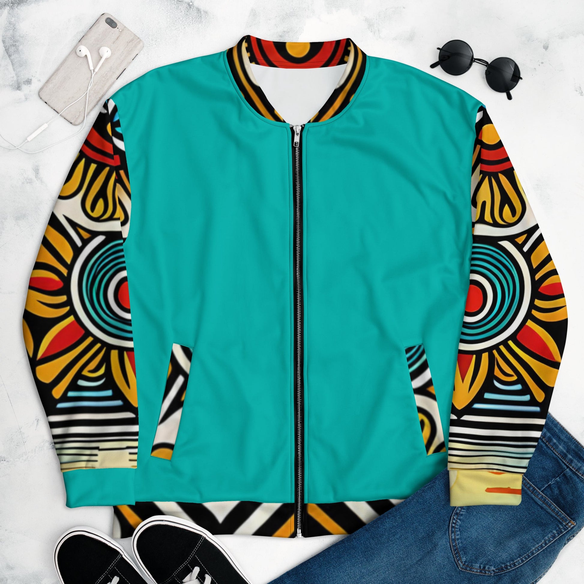 Trippie Hippie Unisex Bomber Jacket - Sunflower Cabana